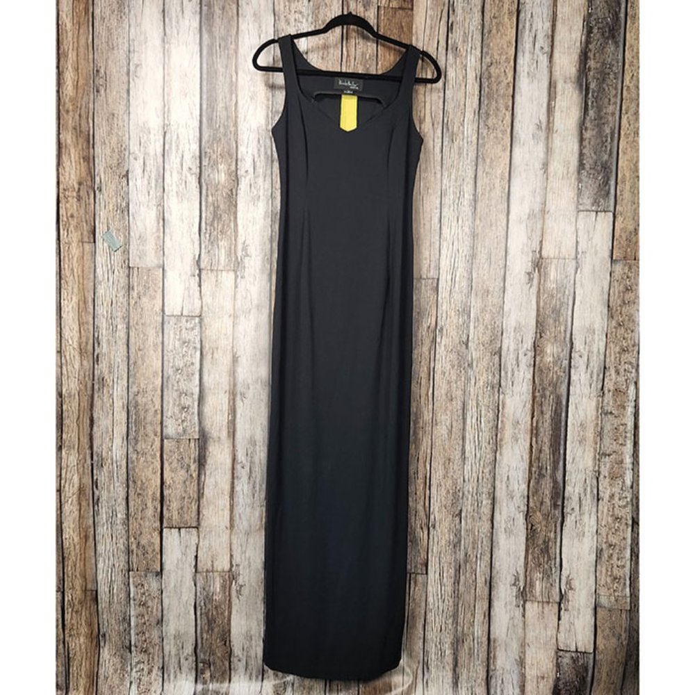 Nicole Miller Black and Yellow Maxi Dress